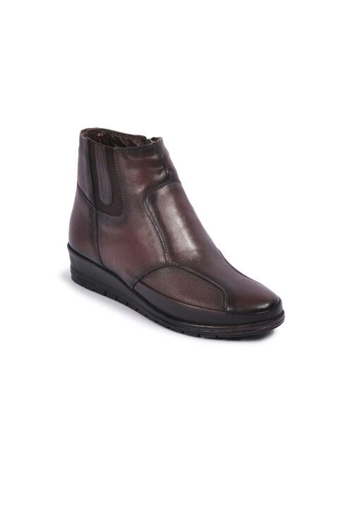 Kahve Hakiki Deri Anatomik Kadın Bot  Z