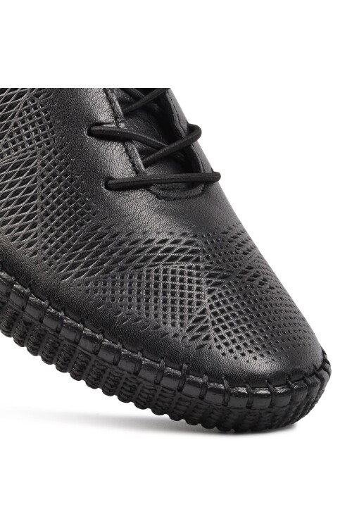 Siyah Hakiki Deri Anatomik Kadın Casual Ayakkabı 7892 Z