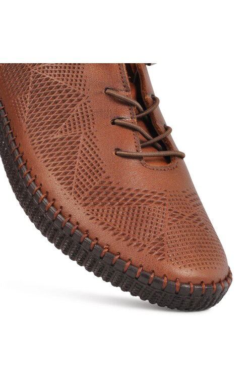 حذاء كاجوال نسائي تشريحي من الجلد الطبيعي باللون البني 7892 Z