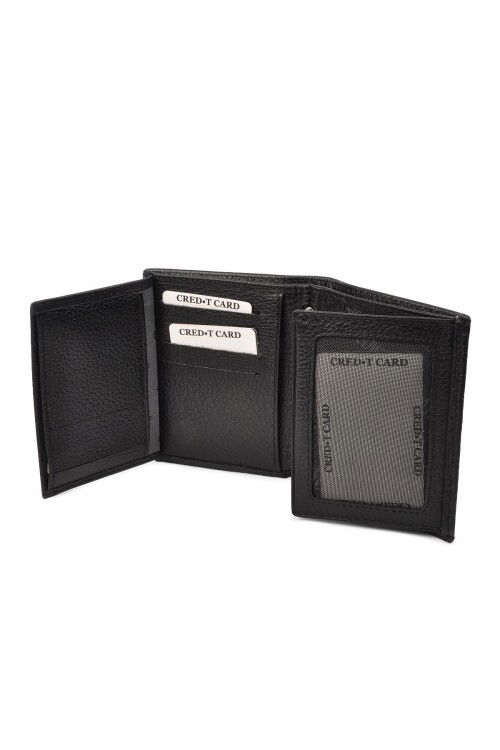 Black Genuine Leather Mens Wallet 8006