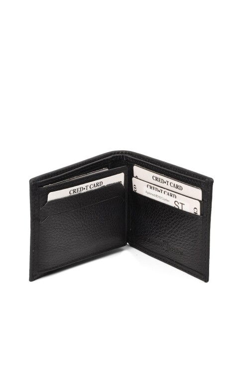 Black Genuine Leather Mens Wallet 8010
