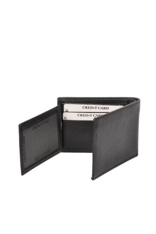 Black Genuine Leather Mens Wallet 8010