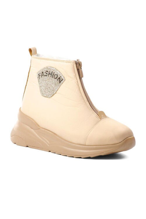 Beige Narrow Fit Womens Snow Boots 1321 Z