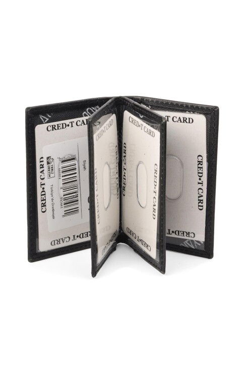 Black Genuine Leather Mens Card Holder 9524