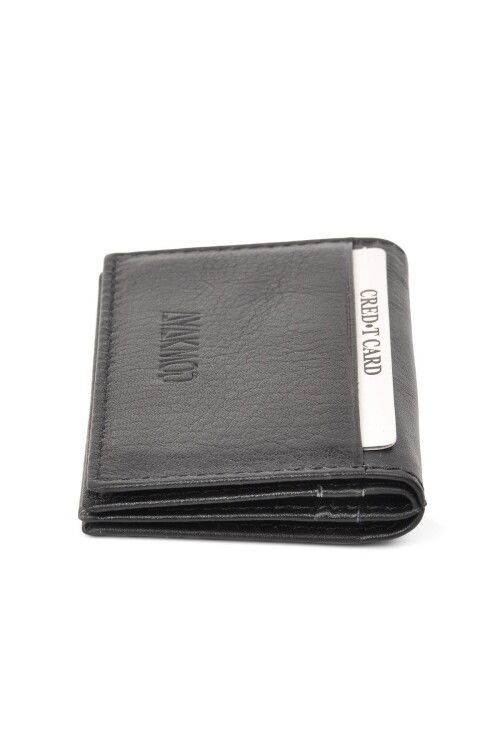Black Genuine Leather Mens Card Holder 9524