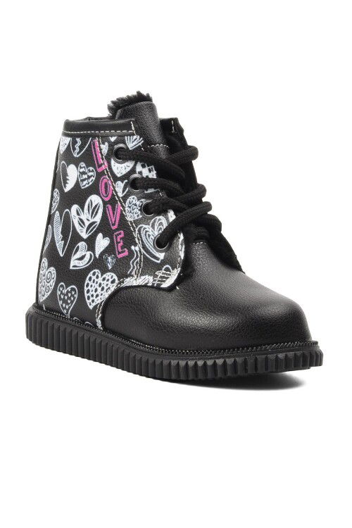 Black Patterned Orthopedic Baby Boots 2301005 B