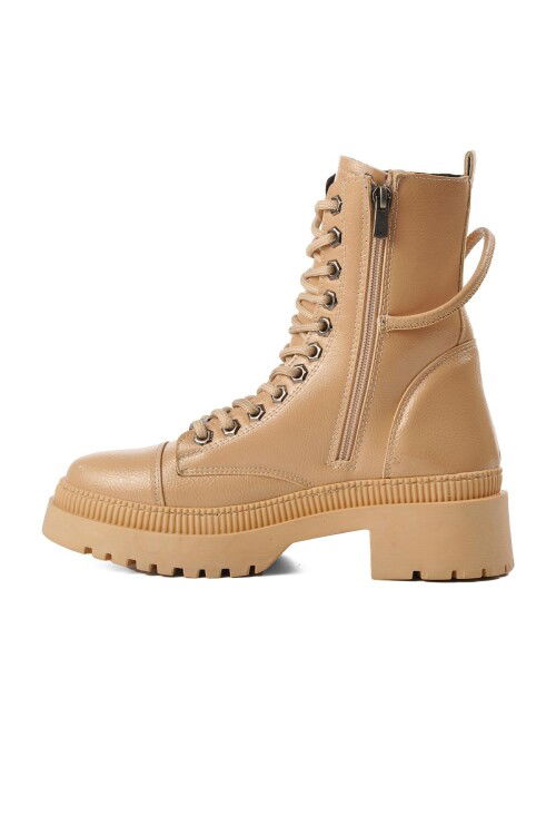 Nude Lace-Up Zippered Womens Boots K9085 Z