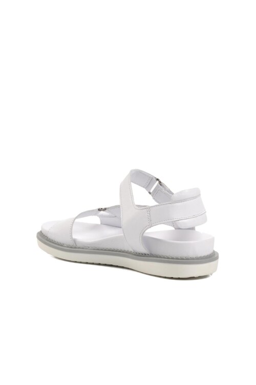 Beyaz İçi Dışı Hakiki Deri Kadın Sandalet 202064Y