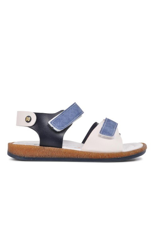 Navy Blue White Orthopedic Boys Sandals 210109 Ç