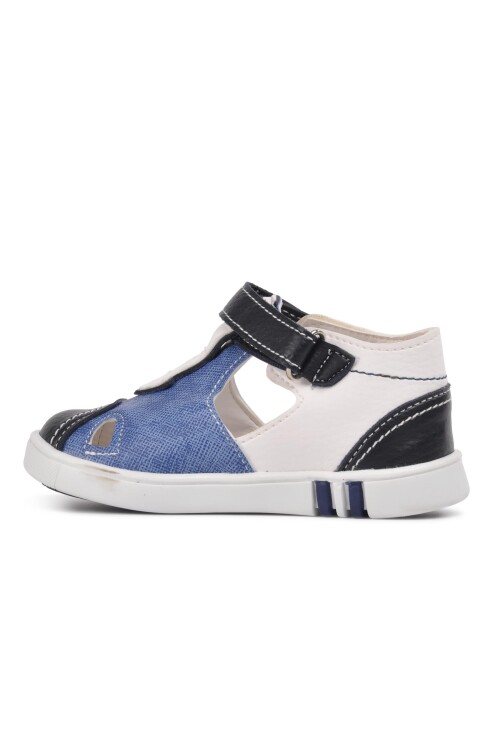 Lacivert Beyaz Ortopedik Erkek Çocuk Sandalet 210110 Ç