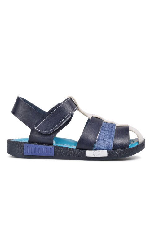 Navy Blue White Orthopedic Boys Sandals 210111 C