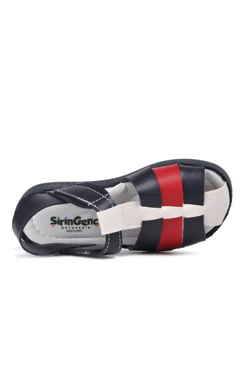 Lacivert Kırmızı Ortopedik Erkek Çocuk Sandalet 210111 Ç