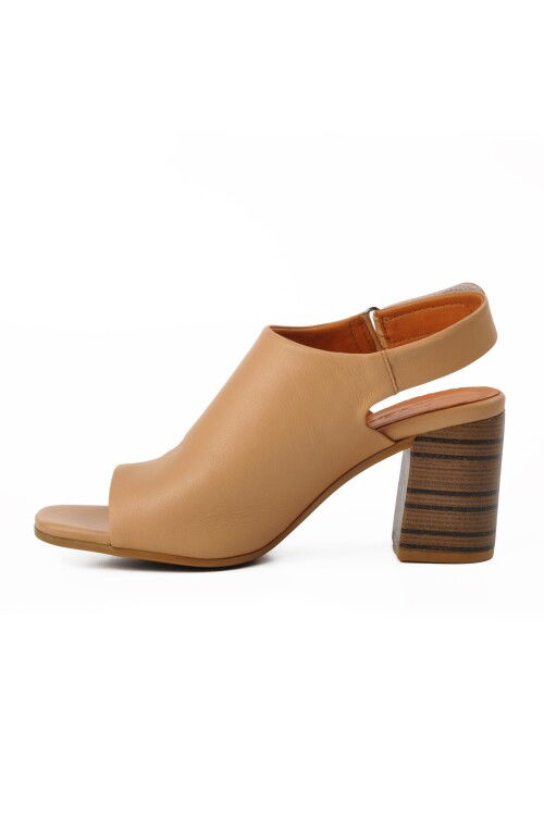 Nude Genuine Leather Womens Heeled Sandals 2108502Y Z