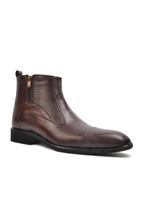 حذاء تشيلسي رجالي من الجلد الطبيعي باللون البني 02173 M