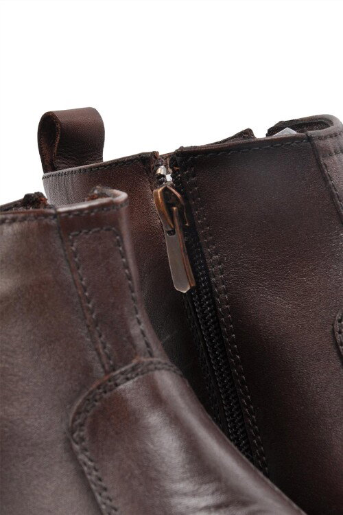 حذاء تشيلسي رجالي من الجلد الطبيعي باللون البني 02173 M