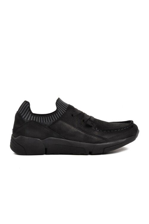 Black Nubuck Genuine Leather Mens Casual Shoes 23410 M