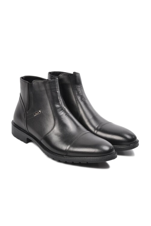 حذاء رجالي من الجلد الطبيعي بسحاب أسود 3580