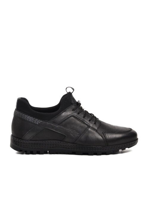 Black Genuine Leather Mens Casual Shoes 5856 M
