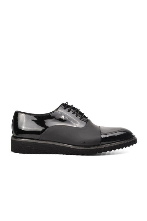 Black Patent Leather-Matte Black Genuine Leather Mens Classic Shoes 6590-BM (Big No)