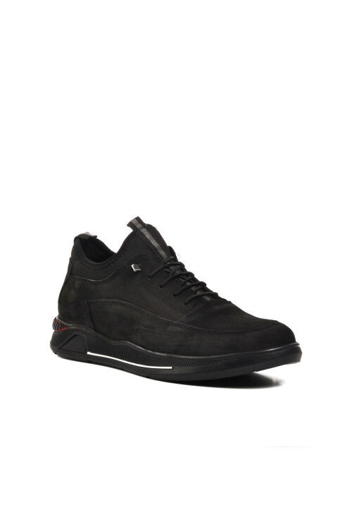 حذاء كاجوال رجالي من جلد النوبوك الأسود 7347 M