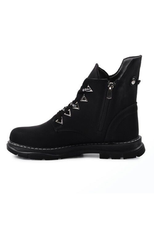 Siyah Zümrüt Fermuarlı Kadın Bot 7350 Z