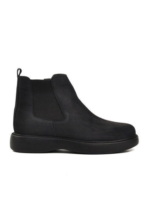 Black Nubuck Genuine Leather Mens Chelsea Boots 77188 M