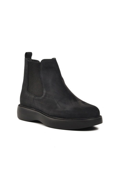Black Nubuck Genuine Leather Mens Chelsea Boots 77188 M