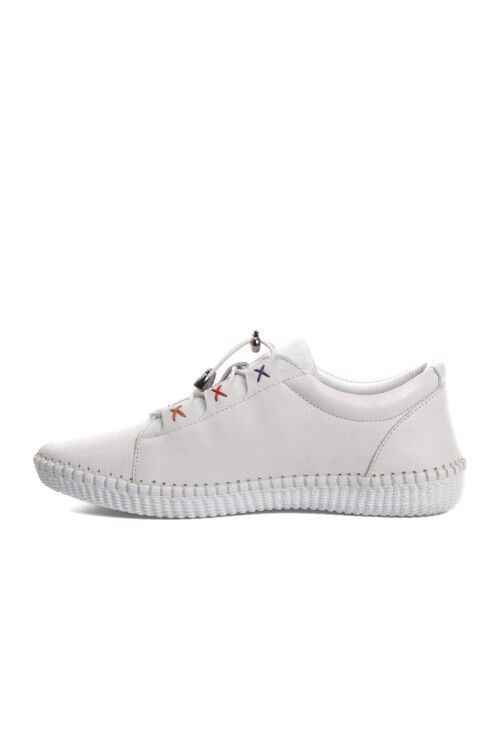 Beyaz Hakiki Deri Anatomik Kadın Casual Ayakkabı 9035 Z