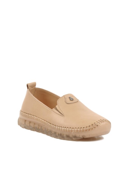 Beige Genuine Leather Anatomic Womens Casual Shoes 24Y9059 Z