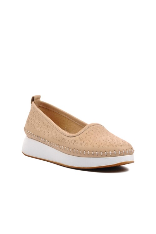 Bej Hakiki Deri Anatomik Kadın Casual Ayakkabı9091-1 Z