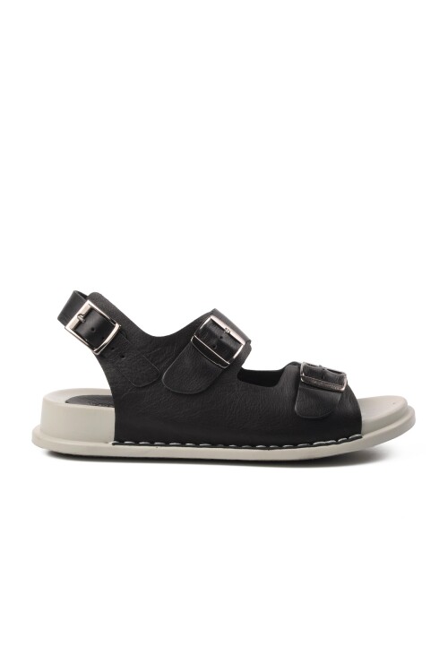 Siyah Hakiki Deri Kadın Sandalet  9166 Z