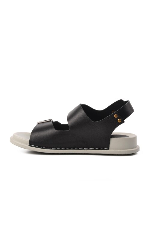 Siyah Hakiki Deri Kadın Sandalet  9166 Z