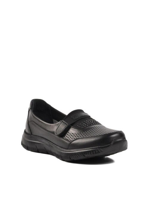 Black Genuine Leather Anatomic Womens Casual Shoes 9294 Z