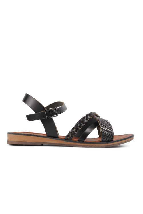 Black Womens Flat Sandals R10015 Z