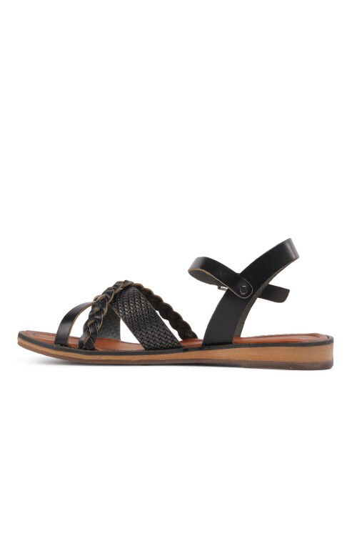 Black Womens Flat Sandals R10015 Z