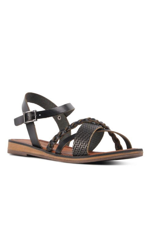 Black Womens Flat Sandals R10015 Z
