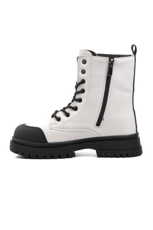 White Polyurethane Girls Boots 1566 F
