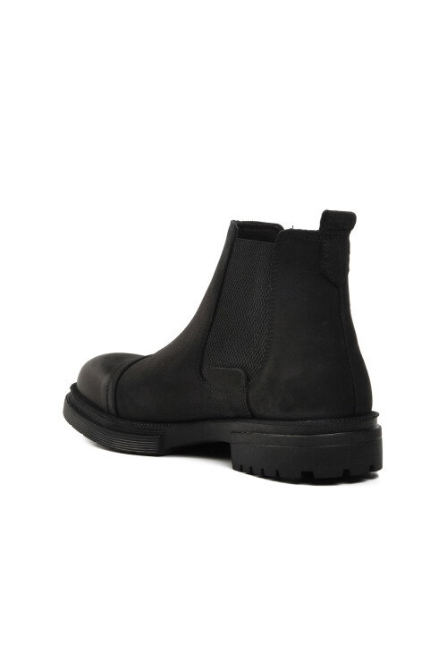 حذاء تشيلسي رجالي من الجلد الطبيعي باللون الأسود 240006 M