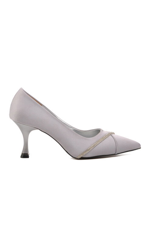 Gümüş Saten  Kadın Abiye Ayakkabı 312039 Z