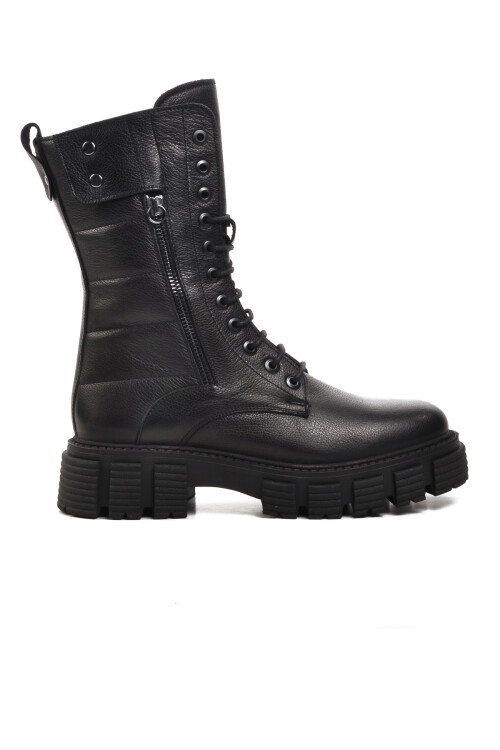 Black Zippered Lace-Up Womens Boots 36871-1 Z