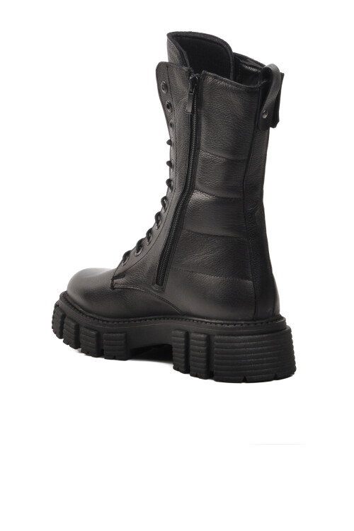 Black Zippered Lace-Up Womens Boots 36871-1 Z