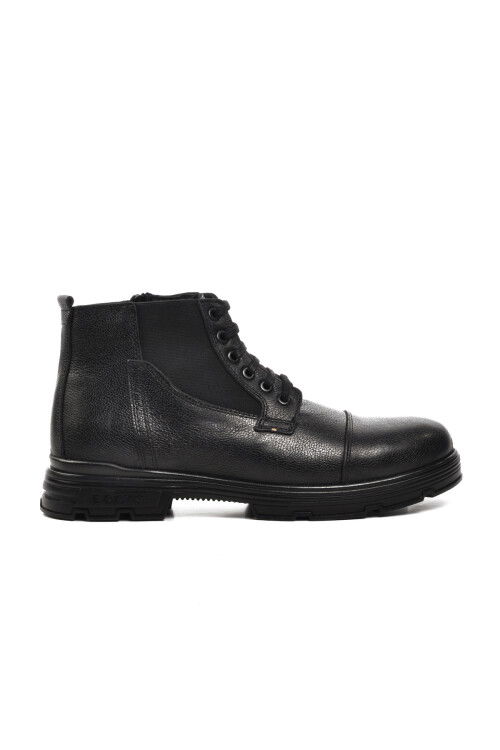 Black Genuine Leather Mens Boots 7085 M