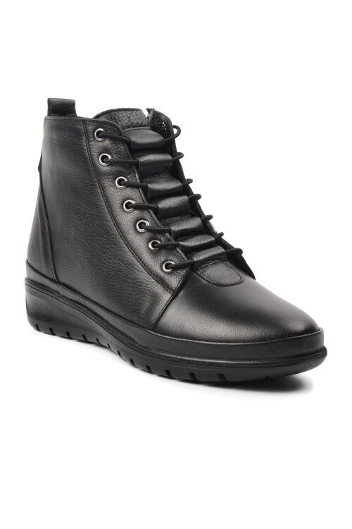 Black Genuine Leather Anatomical Womens Boots 7685 Z