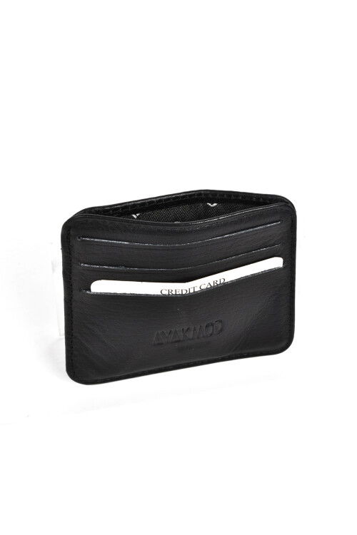 Siyah Hakiki Deri Erkek Kartlık 8000