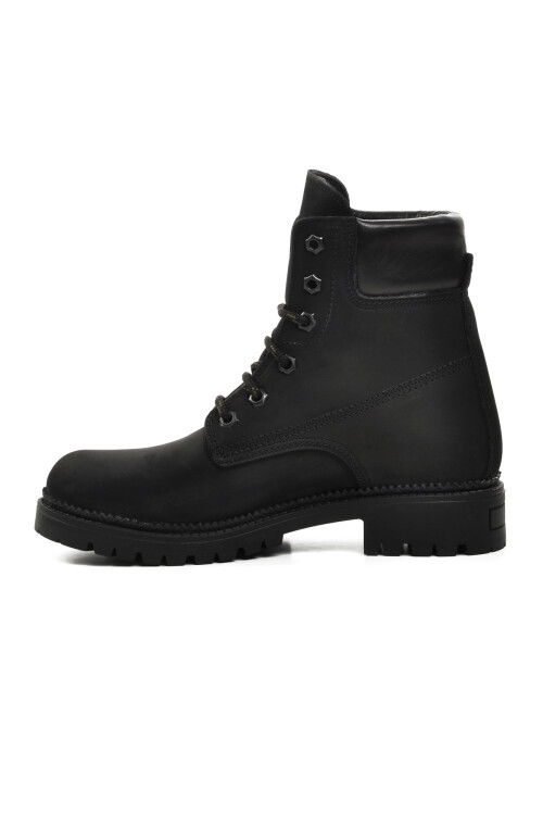 Black Nubuck Fleece Genuine Leather Unisex Boots 90001-9