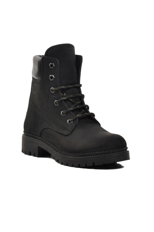 Black Nubuck Fleece Genuine Leather Unisex Boots 90001-9