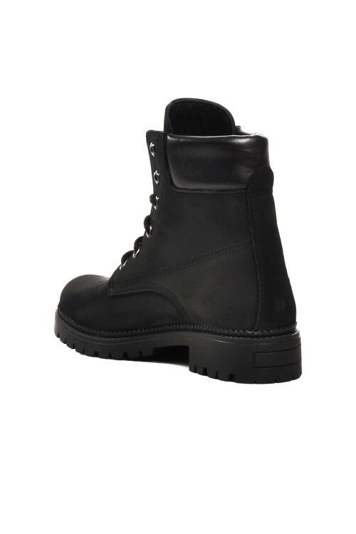 Black Nubuck Fleece Genuine Leather Unisex Boots 90001-9