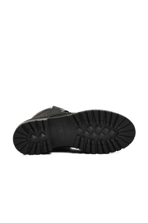 Black Nubuck Fleece Genuine Leather Unisex Boots 90001-9