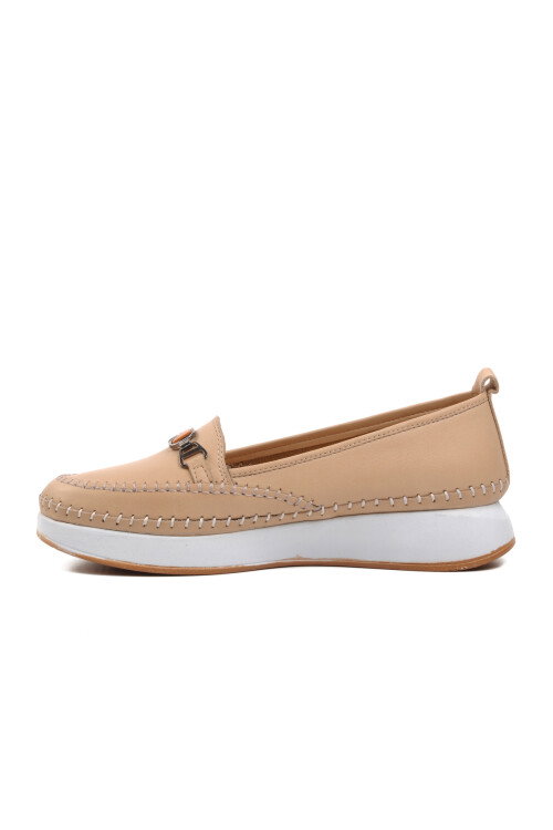 Bej Hakiki Deri Anatomik Kadın Casual Ayakkabı 9101 Z