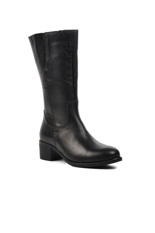 Siyah Hakiki Deri Kadın Çizme 9289 Z